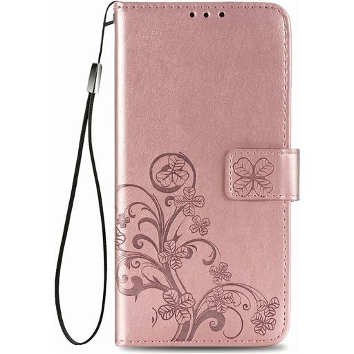 Mobigear Clover Samsung Galaxy A12 Hülle Klapphülle Geldbörse - Roségold