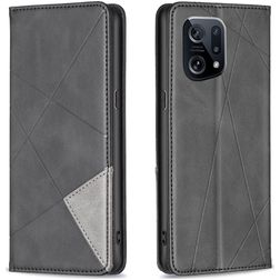 Mobigear Rhombus Slim OPPO Find X5 Hülle Klapphülle - Schwarz