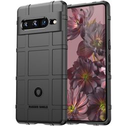Mobigear Rugged Shield Google Pixel 7 Pro Hülle Flexibles TPU Backcover Stoßfest - Schwarz