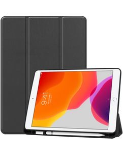 Mobigear Tri-Fold Gel iPad 9 (2021) Hülle TPU,Kunstleder Klapphülle + Stifthalter - Schwarz