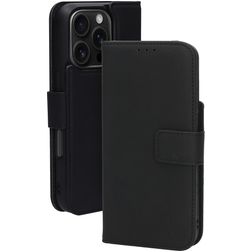Mobiparts iPhone 16 Pro MagSafe Hülle Echtleder 2in1 Klapphülle (herausnehmbar) Portemonnaie - Schwarz
