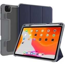 Mutural Tri-Fold Tough iPad Pro 11 Zoll (2022) Hülle Klapphülle + Stifthalter - Schwarz / Marineblau