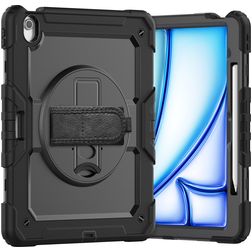 Xccess Survivor Essential iPad Air 13 Zoll (2024) Hülle Kunststoff,Silikon Backcover + Ständer - Schwarz