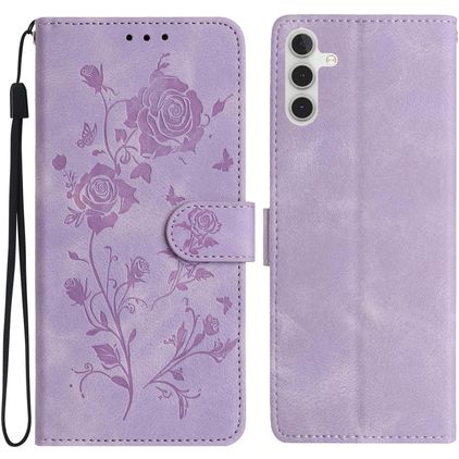 Mobigear Flowers Samsung Galaxy A17 Hülle Klapphülle Geldbörse - Lila