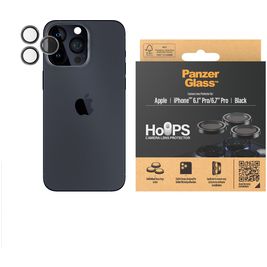 PanzerGlass Hoops iPhone 15 Pro Gehärtetes Glas Kameralinsen Schutz - Hüllenfreundlich - Schwarz