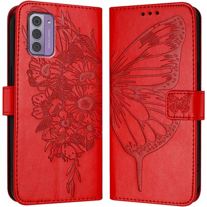Mobigear Butterfly Nokia G42 Klapphülle Portemonnaie - Rot