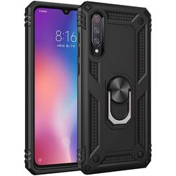 Mobigear Armor Ring Xiaomi Mi 9 Hülle Hardcase Backcover Stoßfest mit Ringhalter - Schwarz