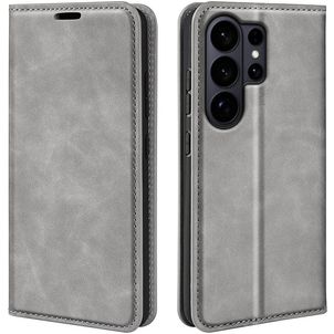 Mobigear Retro Slim Samsung Galaxy S26 Ultra Hülle Klapphülle Geldbörse - Grau