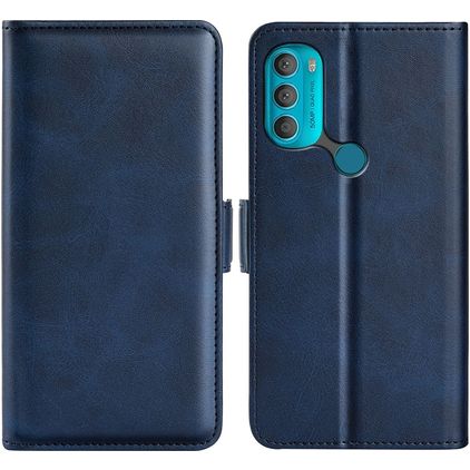 Mobigear Slim Magnet Motorola Moto G71 5G Hülle Klapphülle Geldbörse - Blau