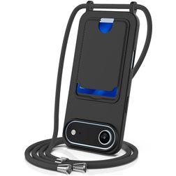 Mobigear Lanyard Card iPhone Air Silikon Handykette mit Kartenhalter - Schwarz
