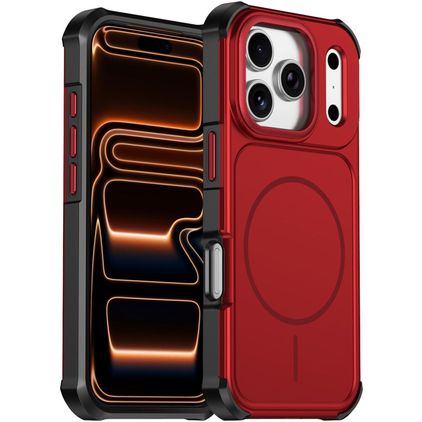 Mobigear Airbag Shockproof iPhone 17 Pro MagSafe Hülle Hardcase Backcover Stoßfest - Rot