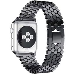 Mobigear Honeycomb Edelstahl Apple Watch Armband Dornschließe - 42/41/40/38 mm - Schwarz