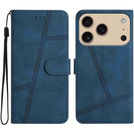 Mobigear Stitch iPhone 17 Pro Max Hülle Klapphülle Geldbörse - Blau