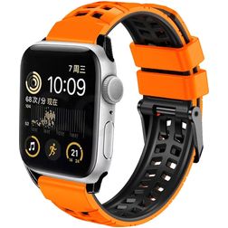 Mobigear Aero Armor Silikon Apple Watch Armband Dornschließe - 49/46/45/44 mm - Orange / Schwarz