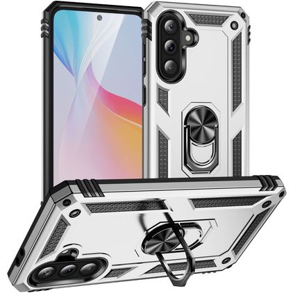 Mobigear Armor ring Samsung Galaxy A36 Hülle Hardcase Backcover Stoßfest mit Ringhalter - Silber