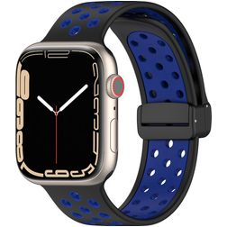 Mobigear Sport Plus Mag Silikon Apple Watch Armband Magnetverschluss - 42/41/40/38 mm - Schwarz / Blau