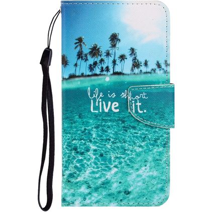 Mobigear Design Xiaomi Redmi 9C Hülle Klapphülle Geldbörse - Life is short