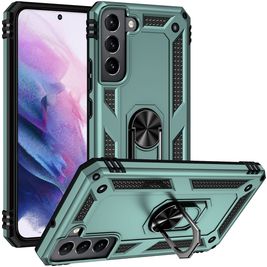 Mobigear Armor Ring Samsung Galaxy S22 Hülle Hardcase Backcover Stoßfest mit Ringhalter - Grün