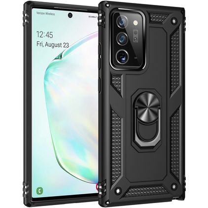 Mobigear Armor Ring Samsung Galaxy Note 20 Hülle Hardcase Backcover Stoßfest mit Ringhalter - Schwarz