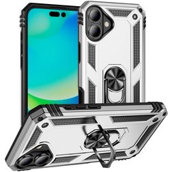 Mobigear Armor Ring iPhone 17 Hülle Hardcase Backcover Stoßfest mit Ringhalter - Silber
