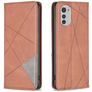 Mobigear Rhombus Slim Motorola Moto E32s Hülle Klapphülle - Braun