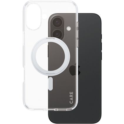 CARE by PanzerGlass Kickstand iPhone 16 Plus MagSafe Hardcase Backcover mit Ständer - Transparent / Silber