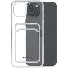 Mobilize Gelly Card Durchsichtig iPhone 15 Plus Hülle Flexibles TPU Backcover mit Kartenhalter - Transparent