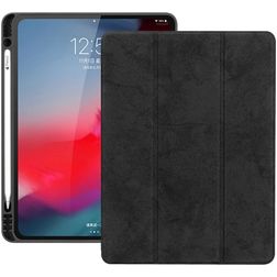 Mobigear Tri-Fold Gel iPad Pro 12.9 Zoll (2018) Hülle TPU,Kunstleder Klapphülle + Stifthalter - Schwarz