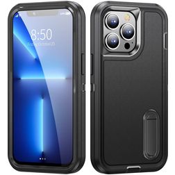 Mobigear Rugged Stand iPhone 14 Hülle Hardcase Backcover Stoßfest mit Ständer - Schwarz