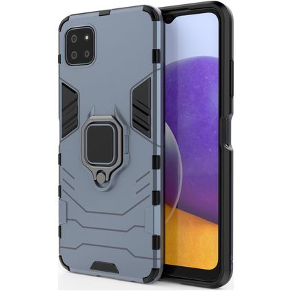 Mobigear Armor Ring Samsung Galaxy A22 5G Hülle Hardcase Backcover Stoßfest mit Ringhalter - Blau