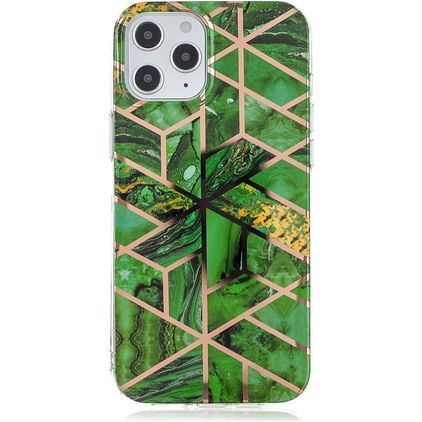 Mobigear Marble iPhone 12 Pro Max Hülle Flexibles TPU Backcover - Grün