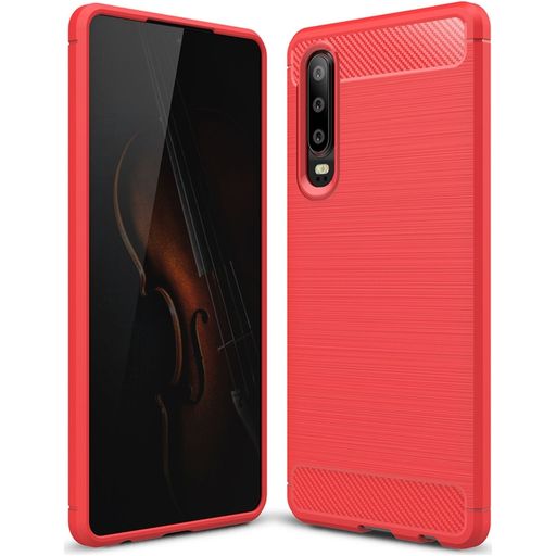 Mobigear Brushed Slim Huawei P30 Hülle Flexibles TPU Backcover - Rot