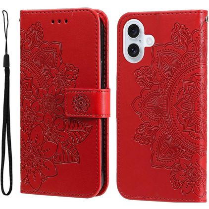 Mobigear Flowers iPhone 17 Hülle Klapphülle Geldbörse - Rot