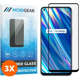 Mobigear Premium Realme 8 5G Panzerglas Gehärtetes Glas Displayschutz - Hüllenfreundlich - Schwarz (3er Pack)