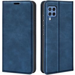 Mobigear Retro Slim Samsung Galaxy M22 Hülle Klapphülle Geldbörse - Blau