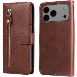 Mobigear Zipper iPhone 17 Pro Max Hülle Klapphülle Geldbörse - Braun