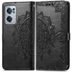 Mobigear Mandala OnePlus Nord CE 2 Hülle Klapphülle Geldbörse - Schwarz