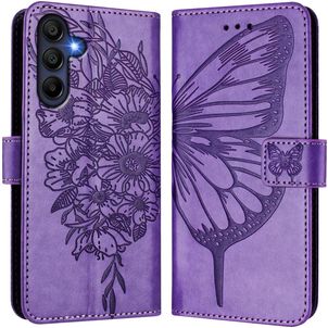 Mobigear Flowers Samsung Galaxy A17 Hülle Klapphülle Geldbörse - Lila