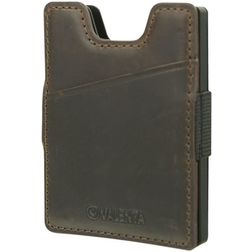 Valenta Card Case Alu + Money Strap Echtleder Kartenhalter - 8 Karten - Braun