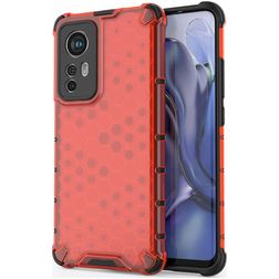 Mobigear Honeycomb Xiaomi 12X Hülle Hardcase Backcover Stoßfest - Rot