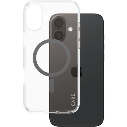 CARE by PanzerGlass Flagship iPhone 16 Plus MagSafe Hülle Hardcase Backcover - Transparent / Schwarz