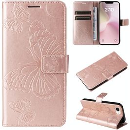 Mobigear Butterfly iPhone 16e Hülle Klapphülle Geldbörse - Roségold