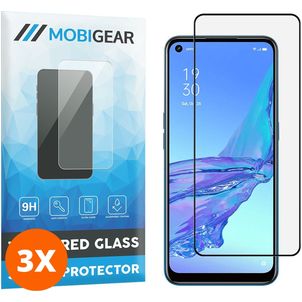 Mobigear Premium OPPO A53s Panzerglas Gehärtetes Glas Displayschutz - Hüllenfreundlich - Schwarz (3er Pack)