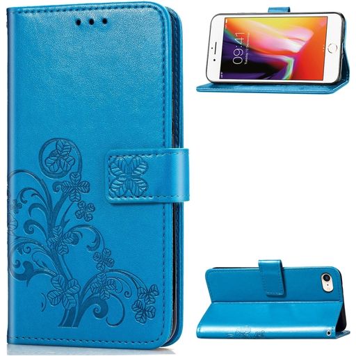 Mobigear Clover iPhone 8 Hülle Klapphülle Geldbörse - Blau