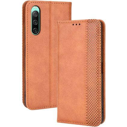 Mobigear Sensation Sony Xperia 10 IV Hülle Klapphülle Geldbörse - Braun