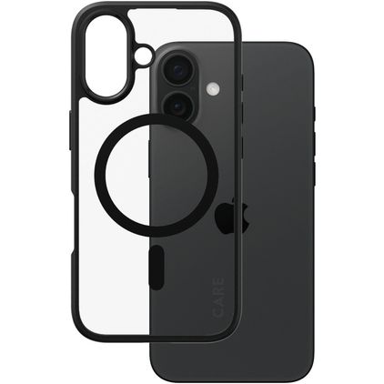 CARE by PanzerGlass Flagship iPhone 16 MagSafe Hülle Hardcase Backcover - Transparent / Schwarz