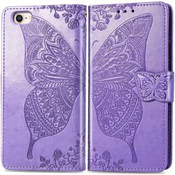 Mobigear Butterfly iPhone 16e Hülle Klapphülle Geldbörse - Lila