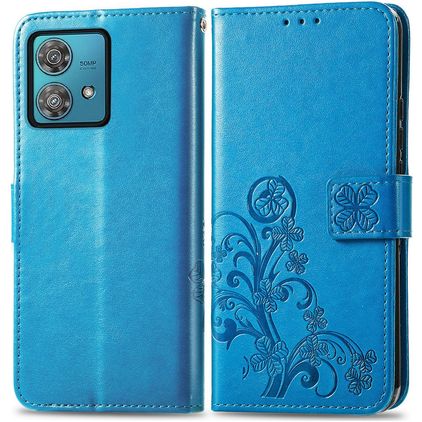Mobigear Clover Motorola Edge 40 Neo Hülle Klapphülle Geldbörse - Blau