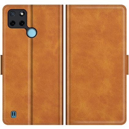 Mobigear Slim Magnet Realme C25Y Hülle Klapphülle Geldbörse - Cognac