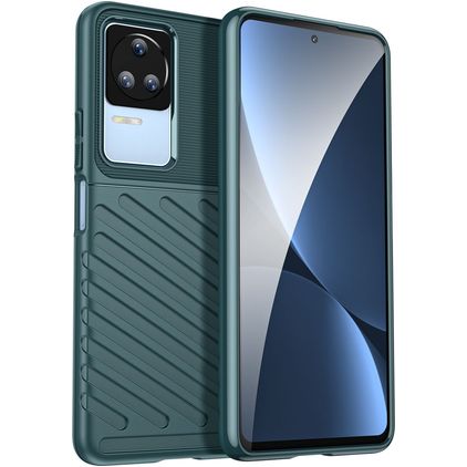 Mobigear Groove POCO F4 Hülle Flexibles TPU Backcover - Grün
